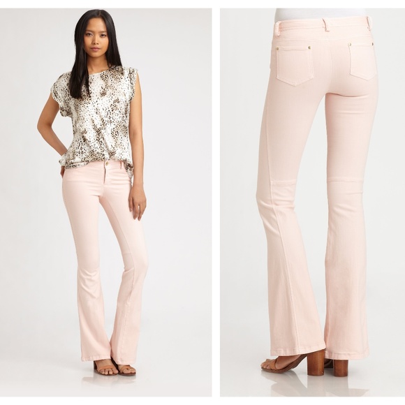 pink flare jeans